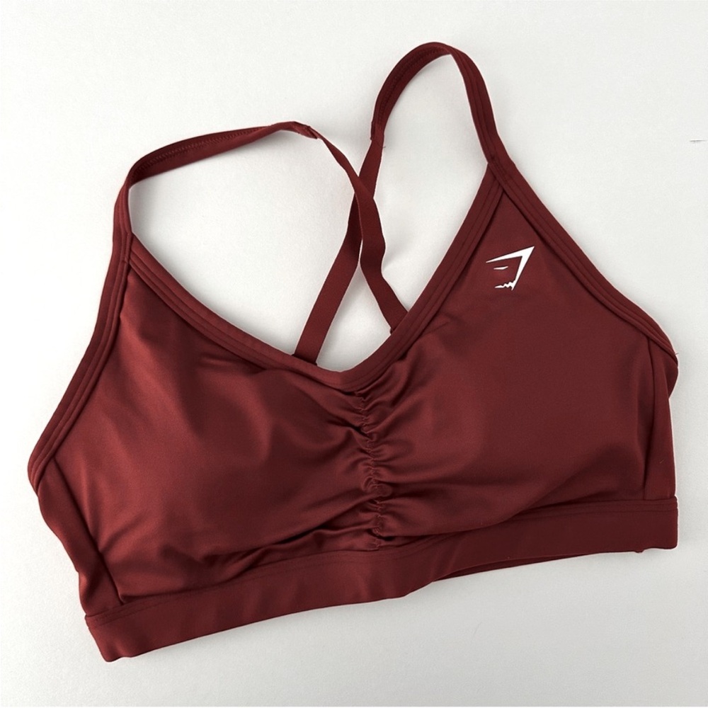 Red Sports Bra with Criss-Cross Back and V-Neck